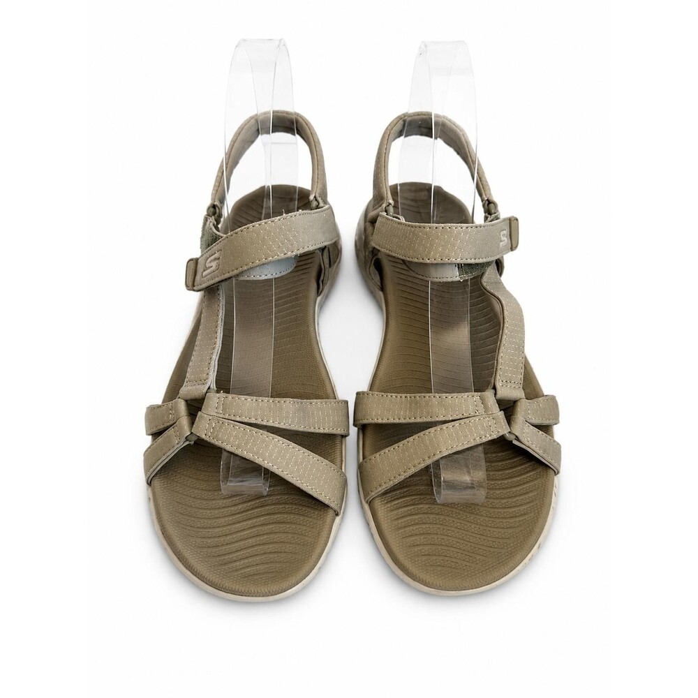 Skechers On The Go Womens Taupe Strappy Sport Sandals Size 9
